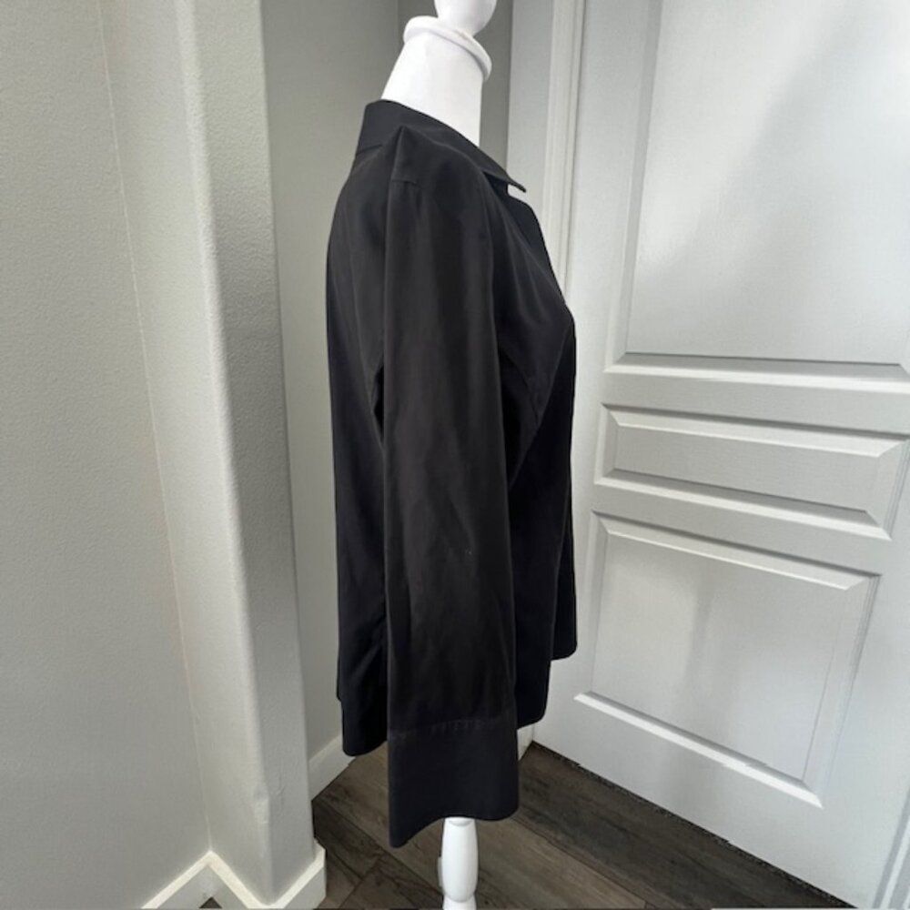Talbots Black Wrinkle Resistant Work Wear Office Top Blouse Cotton Slimming Plus - Picture 5 of 7